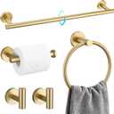 TQKAG 5 Piece Bathroom Accessories Set Brushed Gold Bathroom Hardware Set 23.6 Inch Bath Towel Bar Set SUS304 Stainless Steel Towel Rack Set