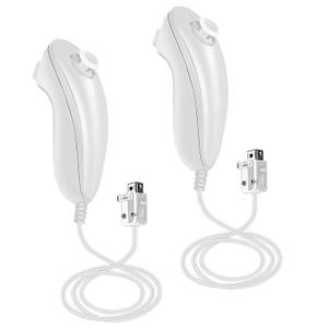 XiQiDianr Nunchuck Controller, 2 Pack Nunchuck Controller Replacement for wii Nunchuck Controller Joystick Gamepad, Compatible with Nintendo Wii & Wii U Console (2PCS White)