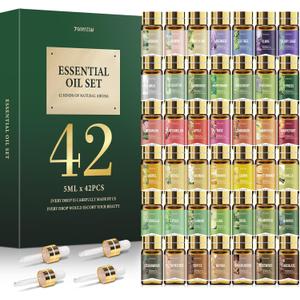 Essential Oil Set, Premium Essential Oils Gift Set for Diffuser, DIY Candle and Soap Making, 42x5 ML (0.17oz)