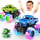 Monster Trucks Toys for Toddlers Boys: Light-up Wheels for Kids Age 2-4 Years Old,Toy Car for Kid Ages 3-5,Boy Cars to 3-6,Toy Truck for Toddler 1-3,Jam Birthday Gift for Children 1-3 (Blue and Green)