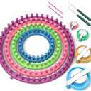 READAEER Round Knitting Looms Set Craft Kit Tool with Hook Needle and Pompom Maker (Multicolor)