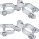 1-5/8" x 1-5/8" Chain Link Fence Gate Post Hinge Kit, Set of 2, Galvanized Steel Chain Link Fence Gate Hinge with 2 PCS Female Gate Frame Hinge and 2 PCS Male Gate Post Hinge, Bolts & Nuts Included