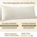 Goose Down Body Pillows for Adults, Large Body Pillow for Side Sleeper, Hugging Feather Body Pillow Insert, Cooling Full Length Long Pillow for Bed with 100% Organic Cotton Shell, Beige 20"x54"