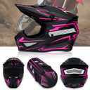 Youth Motorcross Helmet, Kids Dirt Bike Helmets, Motorcycle Helmets Off-Road Mountain Bike BMX MX ATV Helmet with(Gloves Goggles Mask) 4Pcs Set - DOT Approved (B-Pink, Large)