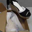 Womens Espadrilles Wedges Sandals Heels Open Toe Tie Lace Up Platform Ankle Strap Summer Dress Shoes (8, Black)