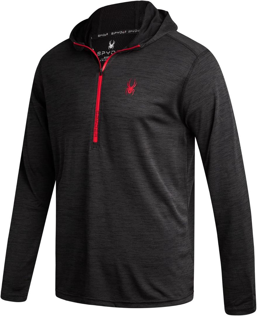 Spyder Mens Sweatshirt - Lightweight Athletic Half Zip Pullover Mens Hoodies - UPF 30+ Dry Fit Long Sleeve Sun Shirts for Men (Large, Black)