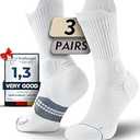 Juclise Coolmax Bamboo Viscose Compression Running Crew Socks, Moisture Wicking Cushioned Anti-Blister Arch Support, Sport (6-9, Glacier 3 pairs)