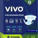 VIVO Organic Cotton Overnight Sensitive Skin Adult Incontinence Diaper Briefs with Tabs, Large 44 Count