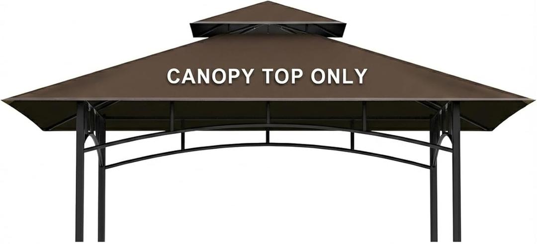 Grill Gazebo Replacement Canopy Top Only - 5' x 8' Outdoor BBQ Gazebo Canopy Roof, Waterproof Double Tiered Shelter Cover Fit for Model L-GG001PST-F (Coffee, 5x8)