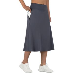 ANIVIVO Women's Midi Length Skorts Skirts with Pockets Modest Skirts 28" Long Knee Length Athletic Skorts (3X-Large, Grey)