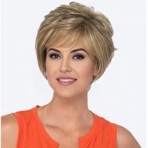 XIUFAXIRUSI XIUFAXIRUSI Highlight Short Curly Brown Wigs for White Women Pixie Cut Gold Brown Wig Heat Resistant Synthetic Short Hair Wig