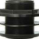Lifegard Aquatics Standard Threaded Bulkhead Kit for Fish Aquariums  High-Impact Resistant PVC  Includes Bulkhead Fitting, Gasket, Lock Nut  Jet Black  1-1/2 Inch