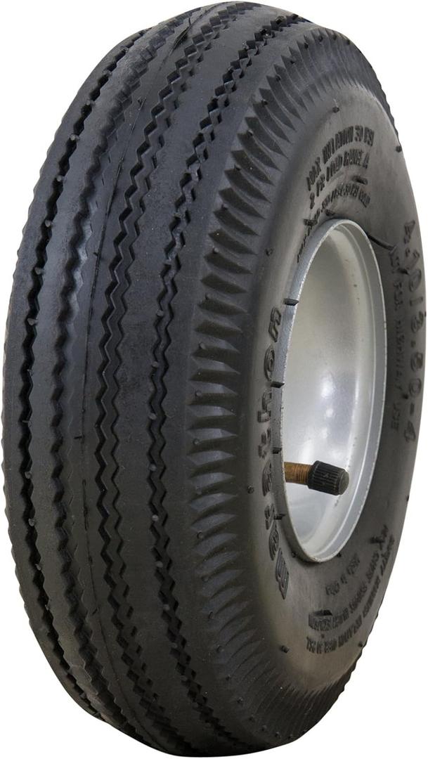 Marathon 20011 Pneumatic 4.10/3.50-4 Tire and Wheel Assembly, Replacement Hand Truck and Utility Tire