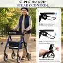 Cosydora Rollator Walkers for Seniors with Seat, 13.6 Lbs Ultra Lightweight Foldable Rolling Walker, 350Lbs Heavy Duty Aluminum, 8" All Terrain Wheels, Dual Adjustable Height, Navy Blue