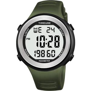 Sports Waterproof Pedometer Watch for Walking No Charging, No App Connection, with EL Backlight. Simple, Practical Choice for Mobile-Free Fitness Enthusiasts TIMEURE-2308 (Green)