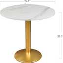 Round Modern Dinning Table 30 inches Bistro Tulip Table with White Faux Marble top Gold Sturdy Metal Frame,Easy Assemble,Diameter 30in*H28.54in