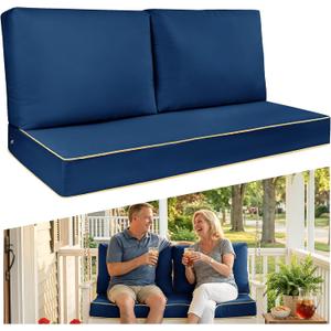 Outdoor Sofa Cushion Set - Plush Patio Seat and Back Pillows, Thick Comfort Foam for Porch, Deck, Garden Furniture Cushion Replacement (Blue)