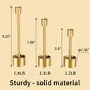 YUMORE 3-Packs Taper Candle Holders - Pillar Candlesticks Solid Stainless Steel Stands for Church, Wedding Centerpieces, Dining Table, Mantel Decor, Fireplace Party, Modern Farmhouse(Gold)