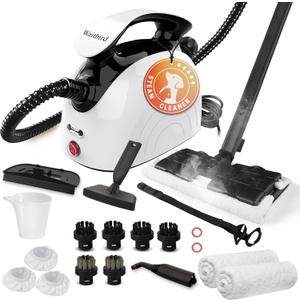 Steam cleaner, equipped with 21 specialized accessories, 1.08-liter water tank, 248F high-temperature steam, suitable for floors, tile grout, tiles, carpets, and cars, chemical-free cleaning (White) (X-Large)