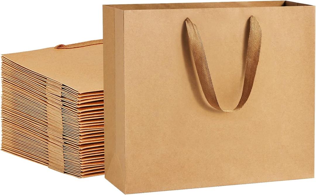 BagDream 12.5x4.5x11 25Pcs Gift Bags Heavy Duty Kraft Brown Paper Bags with Handles, Sturdy Large Paper Gift Sacks for Shopping, Retail, Merchandise, Wedding Party Favor