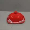 Sweejar Ceramic Butter Dish with Lid for Countertop,Porcelain Butter Keeper with Knob Handle,Butter Container for East/West Coast Butter, 7.3*4.1 inches (Red), L