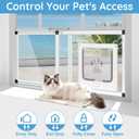 Sliding Cat Door for Window, Fits 32"-37" Width Window, 1-Min Install | Aluminum Frame + HD Glass | Weatherproof Design | Magnetic Closure Window Cat Door Insert, Adjustable Pet Door Window for Cats