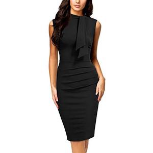 Miusol Women's Retro 1950s Style Half Collar Ruffle Cocktail Pencil Dress, Large