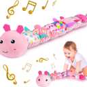 Sumobaby Infant Baby Musical Stuffed Animal Activity Soft Toys with Multi-Sensory Crinkle, Rattle and Textures, for Tummy Time Newborn 0-3-6-12 Months Girls, Caterpillar, Pink