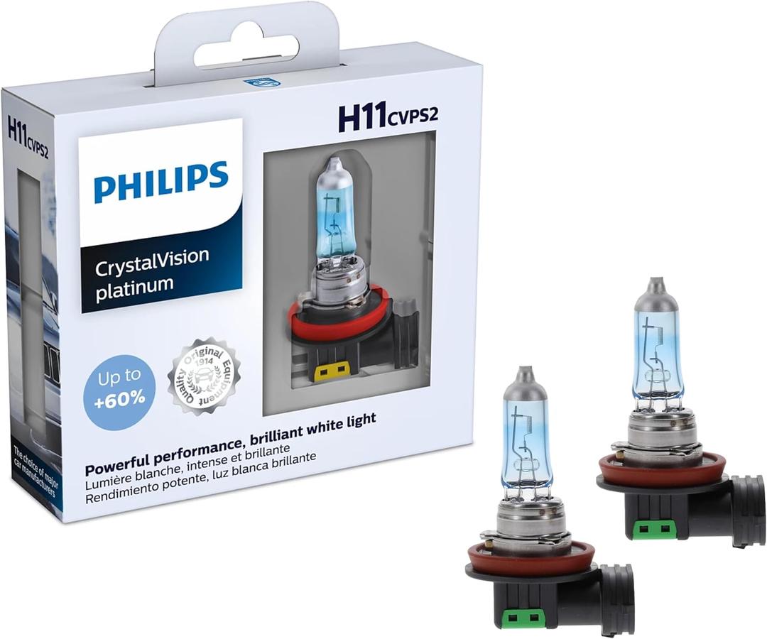 Philips Automotive Lighting H11 Vision Upgrade Automotive Replacement Headlight Bulb, for High Beam, Low Beam, and Fog Positions (Pack of 2)