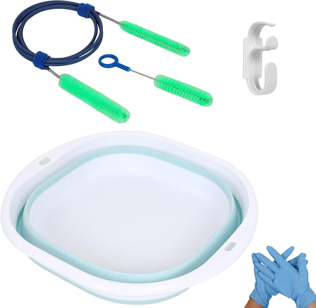 CPAP Hose Cleaner Kit - CPAP Tube Cleaning Brush, CPAP Hose Brush, LongFlexible CPAP Tube Brush with Basin, Drying Hook & Gloves - CPAP CleaningSupplies for Hose, Mask & Tubing