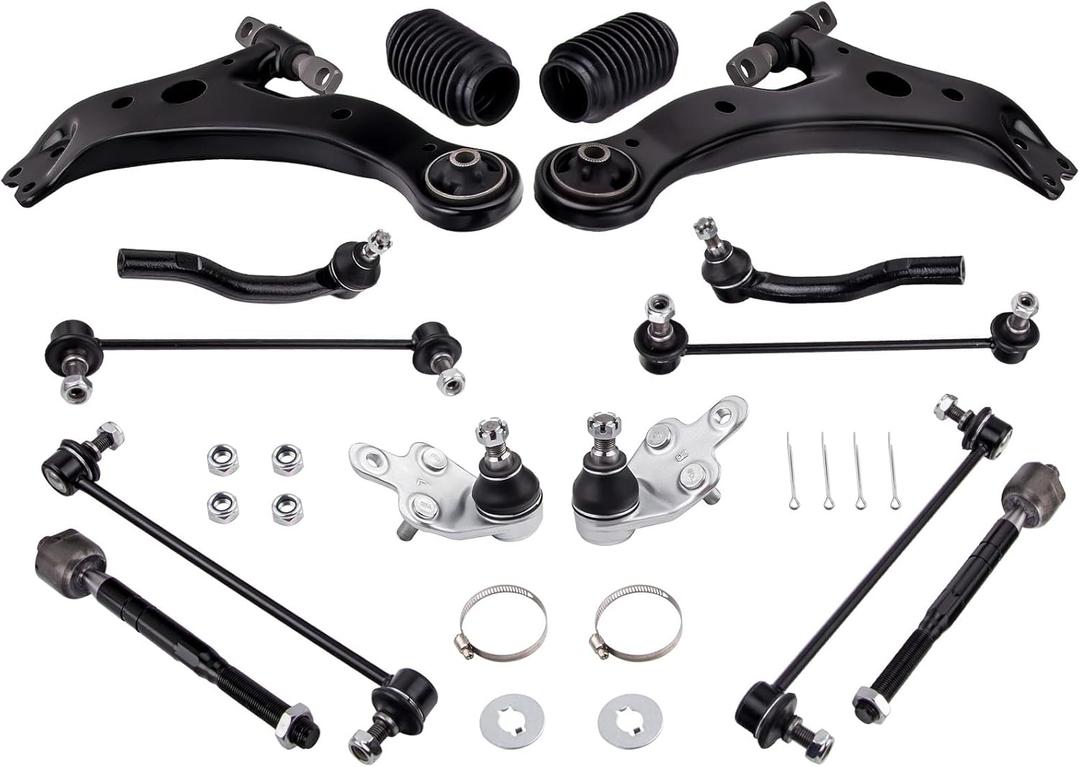 maXpeedingrods 14Pcs Front Lower Control Arm for Toyota Camry 2007-2011 Suspension Kit with Ball Joints Sway Bar End Links Tie Rod End Link Boots (14Pieces)
