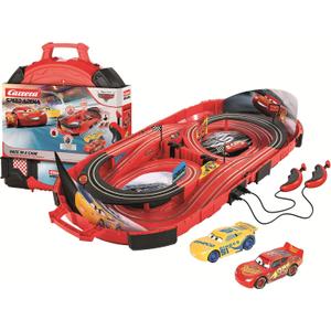 Carrera Speed Arena Disney Pixar Cars - Portable Slot Car Race Track Includes 2 Cars Lightning McQueen and Dinoco Cruz - Battery-Powered Beginner Toy Racing Set for Kids Ages 3 Years and Up, 39.37-in x 18.11-in