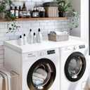 Gashell Washer Dryer Countertop, 27.5" x 54" Bamboo Washer and Dryer Countertop for Laundry Room Organization(White)