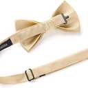 HISDERN Mens Bow Ties Solid Color Pre Tied Bowtie and Pocket Square Set Classic Formal Tuxedo Bowties for Wedding Party (03-champagne)
