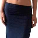 Argeousgorwomen Y2K Skirt Set Outfits Strapless Crop Top Bodycon Midi Skirt Dress Sexy 2 Piece Knit Outfits Skirt Summer(J-Black,M)