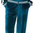 Ekouaer Women's Velvet Velor Tracksuits 2 Piece Lounge Outfits Zip Up Sweatshirt and Sweatpants with Pockets, L