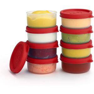 Condiment Cups Containers with Lids- 8 pk. 1.3 oz.Salad Dressing Container to go Small Food Storage Containers with Lids- Sauce Cups Leak proof Reusable Plastic BPA free for Lunch Box Picnic Travel (Red)