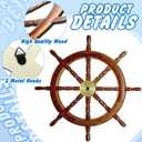 Tatuo 2 Pcs Ship Wheel Wall Decor Pirate Party Decorations Thin Flat Wooden Nautical Wall Art 2d Wood Beach Boat Cruise Ship Steering Wheel for Home Bedroom Decor(15 Inch)