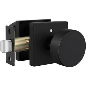 Goldenwarm Black Door Knob Interior, Zinc Alloy Square Ball Matte Black Privacy Door Knob for Bedroom, Bathroom,Heavy Duty Interior Door Knobs Bulk - Modern & Stylish(1 Pack)