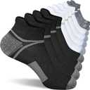 suaskk Men's Athletic Cushioned Ankle Socks, Comfort Wicking Anti-Blister Running Sock 5 Pairs (M)
