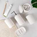 White Bathroom Accessory Set 5PCS, Ceramic Bathroom Accessories Set, Classic Design Bathroom Accessories Sets Complete, Home Apartment Modern Bathroom Decor Vanity Countertop, ANTIS'S HOME