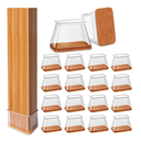 28Pcs Chair Leg Floor Protectors Rectangle for Hardwood Floors Silicone Caps Covers Felt Furniture Pads Clear Chair Sliders, Protect The Floor from Scratches (Fit:L 1.12"1.5",W 0.75"1")