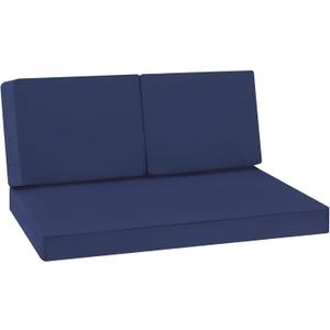 Favoyard Outdoor Loveseat Cushion Set 46 x 26 Inch Waterproof & 3-Year Fade Resistant Patio Furniture Cushions with Removable Cover, Ties and Hidden Zipper for Sofa Bench Couch Pads Set of 3, Blue