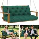 Porch Swing Cushions 60x40 Inch, 5" Extra Thick Waterproof Outdoor Swing Seat Cushion with Backrest & 8 Non-Slip Ties PP Cotton + Memory Foam Fill, Fade-Resistant 3-Seater Replacement for Patio Bench, 60x40x5inch