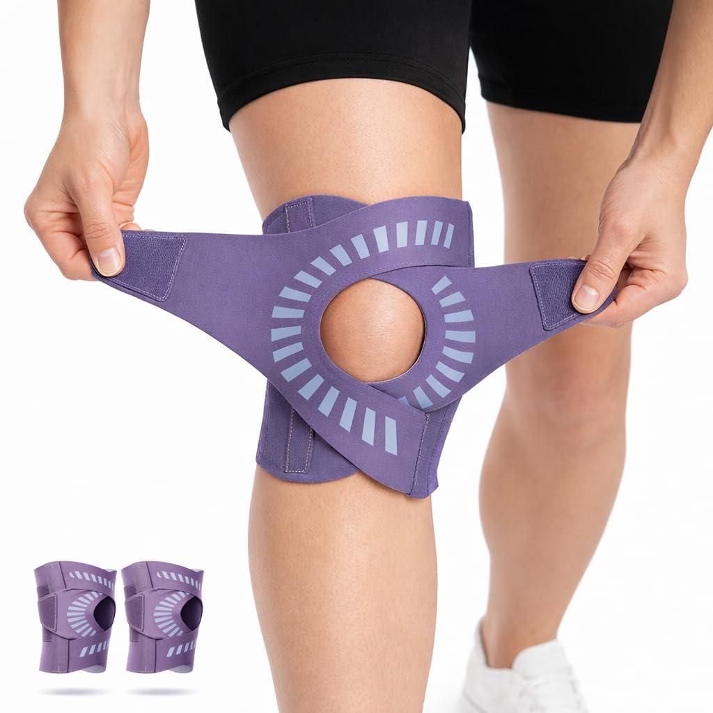 Light Hinged Knee Brace for Women, Strong Adjustable Compression Knee Brace, Quick Wrap Around Patella Support with Side Stabilizers for Meniscus Tear, Arthritis (Medium)