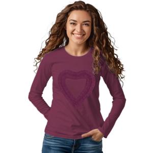 Girls' Heart-Shaped Long Sleeve T-Shirt, 6-7Y