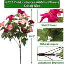Artificial Rose Red Petunias, 4 Pack UV Resistant Faux Flowers for Outdoor | Vibrant Colors, UV Resistant, Never Fades,Silk Material, Maintenance-Free, Versatile Decor