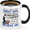 WENSSY Great Dad Mug, Funny Best Dad Gifts, Father's Day Father Gifts from Daughter, Funny Gift for Papa Husband, Dads Mug for Birthday 11 Ounce Black Handle