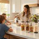 Novelinks 64 oz Large Plastic Mason Jars with Airtight Lids, 4 Pack Big Jars Wide Mouth and Plastic Storage Containers for Pantry, Pickle, Sauce, Sugar (4 Pack,Black)