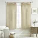 PANGSINNE Khaki Linen Semi Sheer Curtains 45 Inch Length 2 Panel Set Light Filtering Drapes for Kitchen Small Windows Privacy Pinch Pleated Back Tab Rustic Country